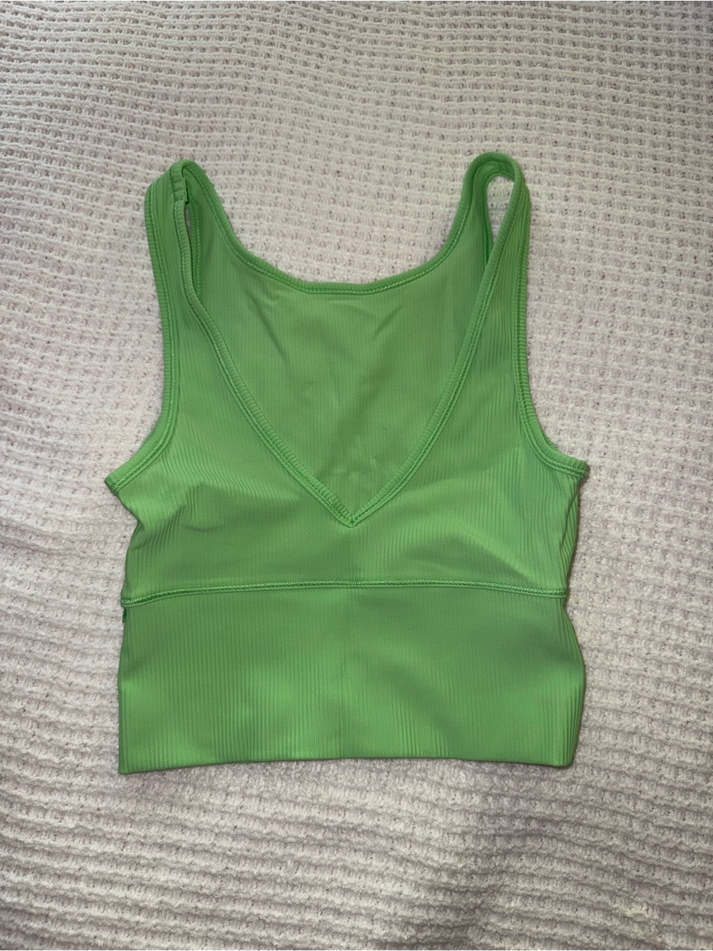 lululemon athletica Lime Green Ribbed V-Neck Crop Tank